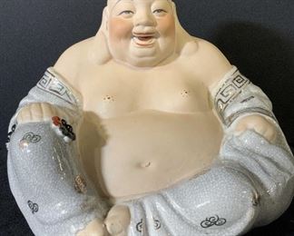 Ceramic Seated & Laughing Buddha Statue