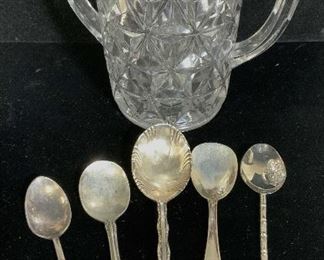 Lot 5 Vintage Sterling Silver Spoons, more
