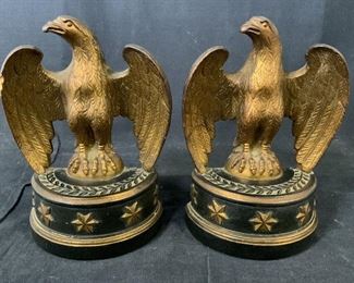 Pair Wooden Eagle Bookends