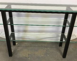 Black Toned Glass Shelved Console Table