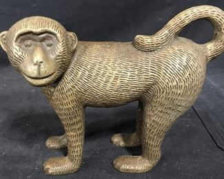 Brown Painted Metal Monkey Statue