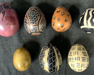 Lot 7 Hand Painted Stone Decorative Eggs