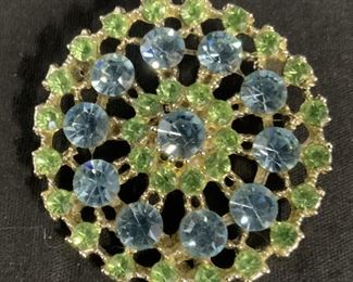 Blue Green Crystal Brooch Jewelry