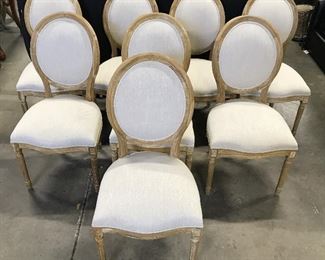 Set 8 Pier 1 Upholstered Wooden Dining Chairs