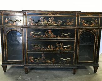 Vintage Hand Painted Asian Sideboard