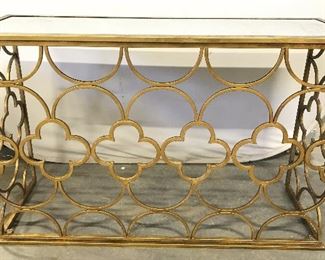 Gold Leafed Metal Mirror Top Console Table