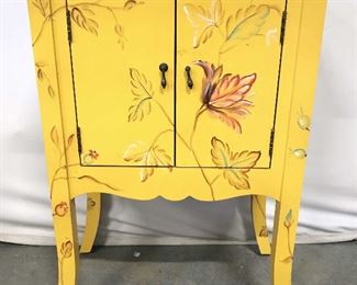 Vintage Painted Wooden Side Table W Cabinet