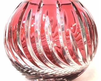 Cut Crystal Art Glass Cranberry Glass Vase
