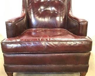 W&J SLOANE Leather Upholstered Armchair On Casters