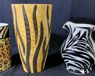 Lot 3 Ceramic Animal Print Vessels