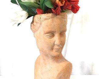 Ceramic Female Figural Bust Vase Vessel