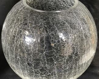 Crackled Art Glass Vase Vessel