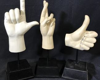 Group Lot of 3 Mounted Composite Hand Sculptures