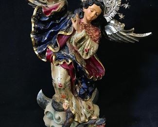 Asian Style Wooden Angel Sculpture