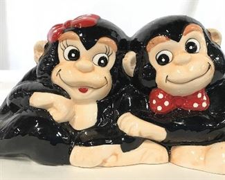 Porcelain Monkey Figural Piggy Bank