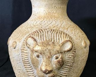 Ceramic Vase W Lionhead Detail