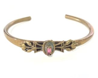 Victorian Style Embossed Brass Bracelet