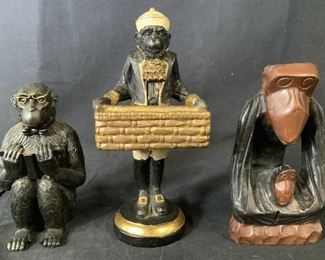 Lot 3 Anthropomorphic Monkey Sculptures