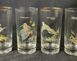 Set 6 NED SMITH Glasses w Woodland Bird Artwork