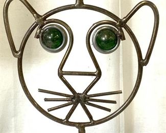 Arts & Crafts Molded Wire Cat Face Candle Holder