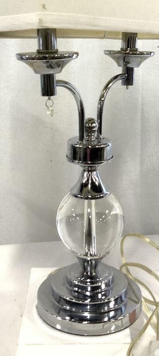 Modern Chrome & Crystal 2 Bulb Table Lamp