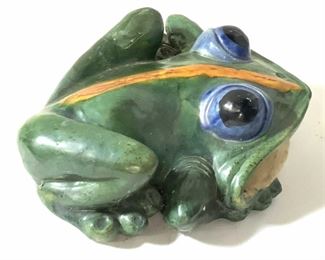 Vintage Hand Painted Ceramic Frog Vessel