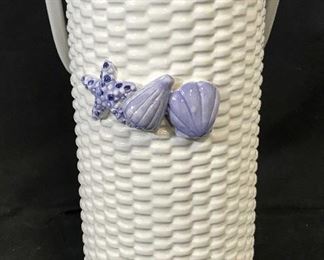 Ceramic Basket Vase with Shell Design