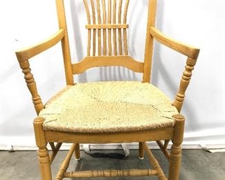 Vintage Wooden Rush Seat End Chair