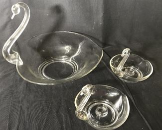 Set 3 Swan Form Glass Accessories