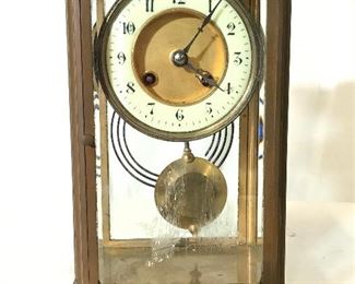 Vintage Brass & Glass Mantle Clock