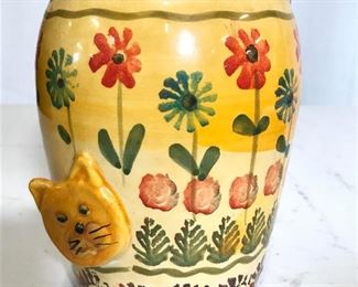 Lot 2 ITALICA ARS Hand Painted Cat Vessel & Dish