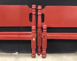 Pair Antique Red Toned Headboards & Footboards
