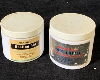 Vintage Pair of BlaineÂ’s Pharmacy Cream Jars