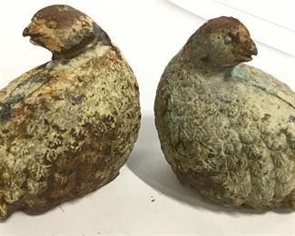 Pair Vintage Cast Iron Bird Decorative Figurals