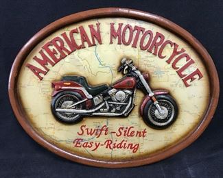 Wooden Motorcycle Plaque Artwork