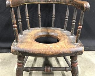 Antique Children’s Carved Wooden Toilet Chair