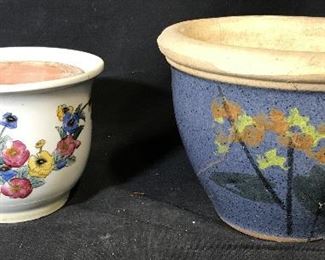 Group Lot 2 Glazed Ceramic Pots