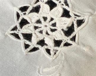 Set12 Vntg Embroidered White Square Linen Napkins