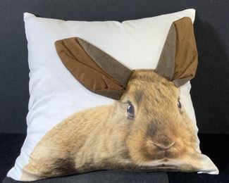 Polyester Rabbit Portrait Throw Pillow