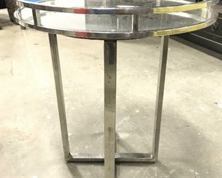 Industrial Modern Glass Top Metal Side Table