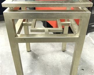 Industrial Modern Metal Glass Top Side Table