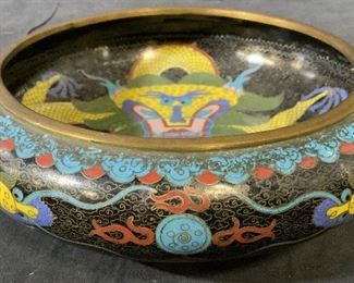 Chinese Cloisonne Bowl with Dragon Design