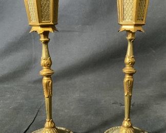 Pair ERHARD & SONS Brass Table Lighters