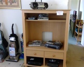 Vacuum cleaners, entertainment center, boom box