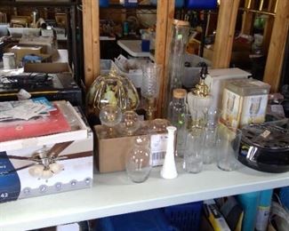 Ceiling fan, vases, outdoor cookers