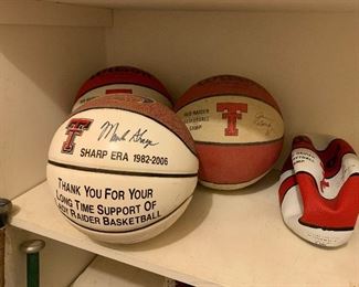 Basketball gear. Marsha Sharp autographed ball. 