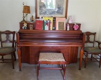 Mahogany Kimball spinet piano