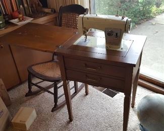 Vintage sewing and sewing machine