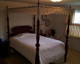Antique four-poster canopy bed queen size