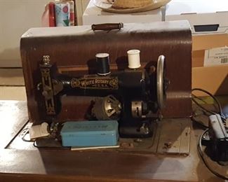 Antique white rotary sewing machine